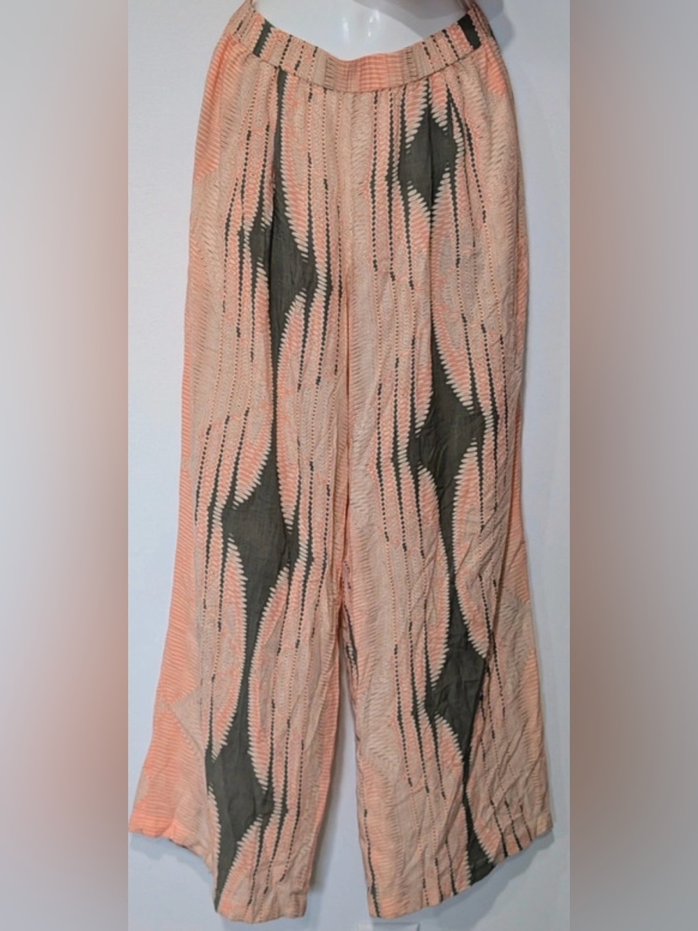 Umgee Peach & Charcoal Patterned Wide-Leg Pants